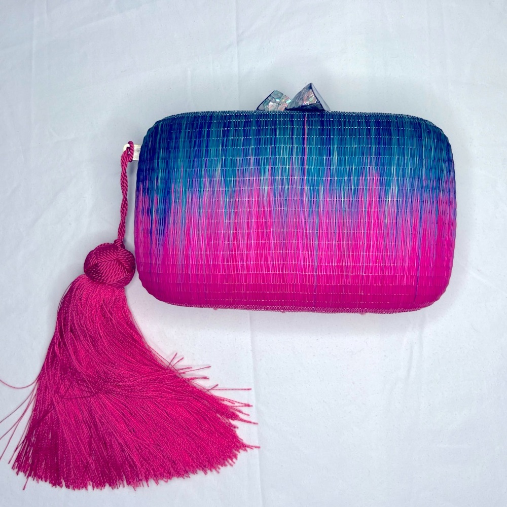 Unique Serpui evening clutch | Hot pink and teal ombré | vacation ready!